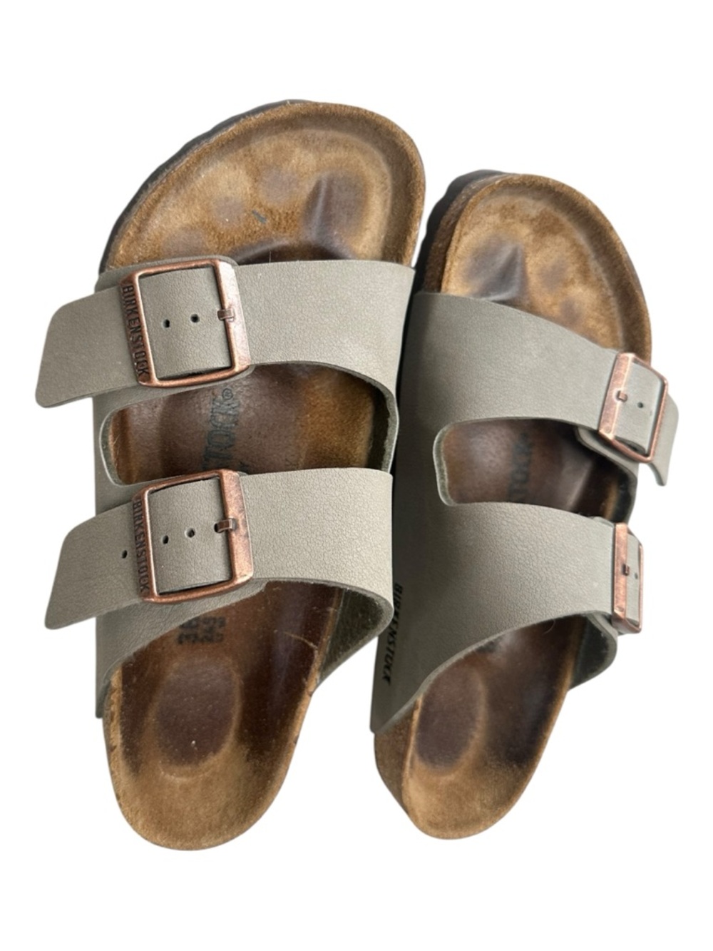 Birkenstock Arizona Birkibuc Sandals Size 38 Stone Copper Buckles Womens 7 7.5 - Picture 5 of 11